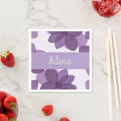 Paarse bloem Bas Mitzva servet met naam (Insitu)