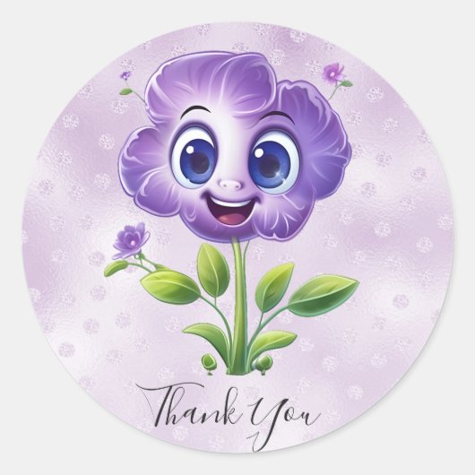 Paarse Bloem Bedankt Sticker (Voorkant)