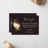 Paarse bloem begrafenisfoto dank u kaart notitiekaartje (Voorkant / Achterkant in situ)