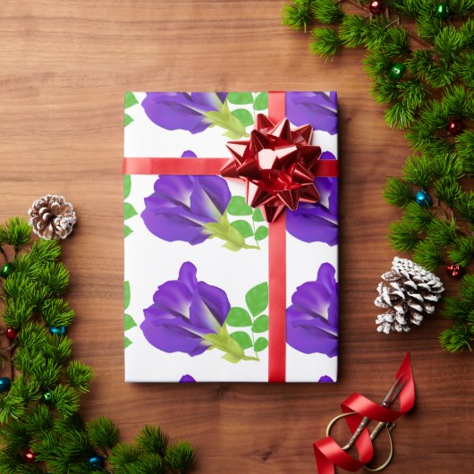Paarse Bloem Bloemen Gift Wrap Cadeaupapier (Feestdagen Geschenken)