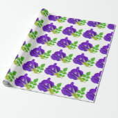 Paarse Bloem Bloemen Gift Wrap Cadeaupapier (Uitgerold)