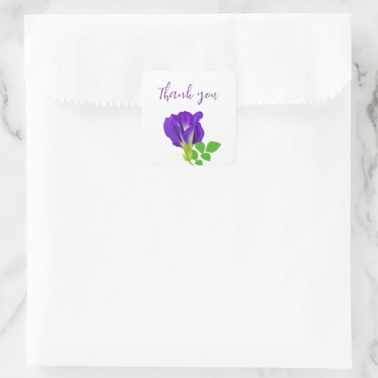 Paarse Bloem Bloemen Gift Wrap Vierkante Sticker (Tas)
