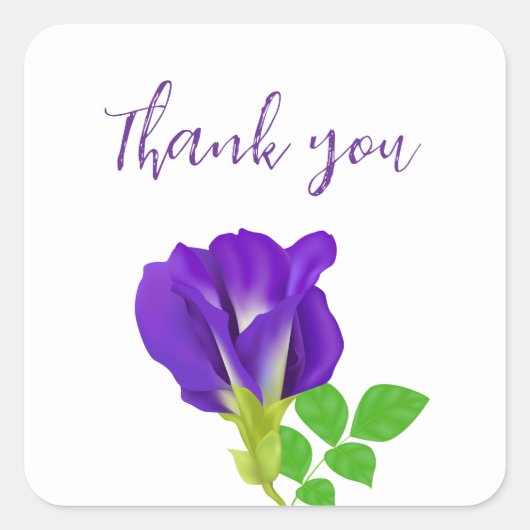 Paarse Bloem Bloemen Gift Wrap Vierkante Sticker (Voorkant)