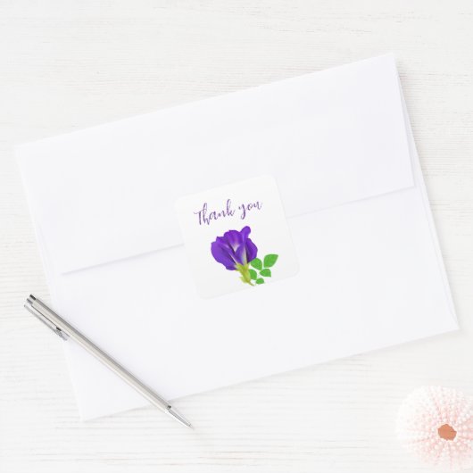 Paarse Bloem Bloemen Gift Wrap Vierkante Sticker (Envelop)