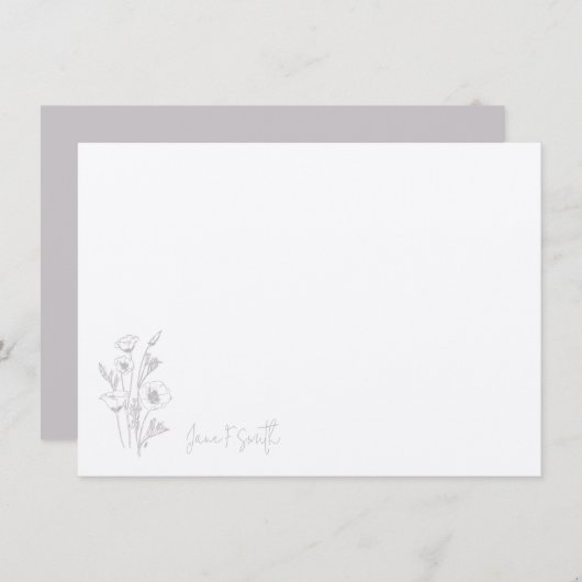 Paarse Bloem Bloemen Plant Gepersonaliseerd Briefp Bedankkaart (Voorkant / Achterkant)