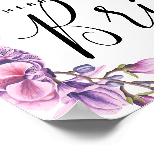 paarse bloem botanisch hier komt de bruid poster (Hoek)