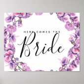 paarse bloem botanisch hier komt de bruid poster (Voorkant)