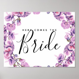 paarse bloem botanisch hier komt de bruid poster