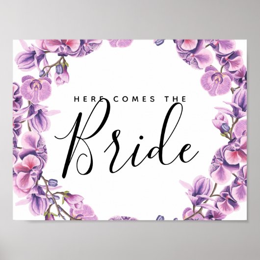 paarse bloem botanisch hier komt de bruid poster (Voorkant)