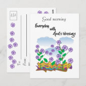 Paarse bloem briefkaart (Voorkant / Achterkant)