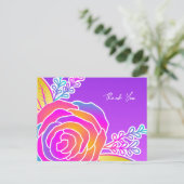 Paarse Bloem Briefkaarten, Gradiënt Roos stijl Feestdagenkaart (Staand voorkant)