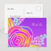 Paarse Bloem Briefkaarten, Gradiënt Roos stijl Feestdagenkaart (Voorkant / Achterkant)