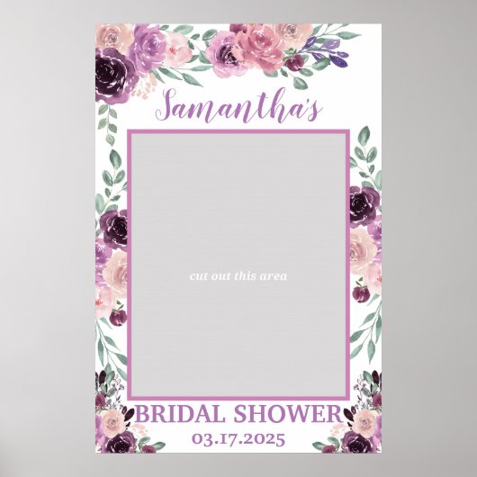 Paarse Bloem Bruidsdouche Fotorekwisiet Frame Boho Poster (Voorkant)