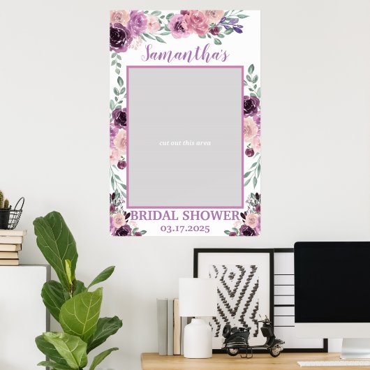Paarse Bloem Bruidsfeest Foto Prop Kader Boho Poster (Thuiskantoor)
