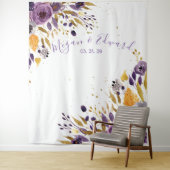 Paarse Bloem Bruiloft Achtergrond Ontvangst Decora Wandkleed (In situ)