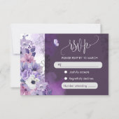 Paarse Bloem Bruiloft RSVP Kaart (Voorkant)