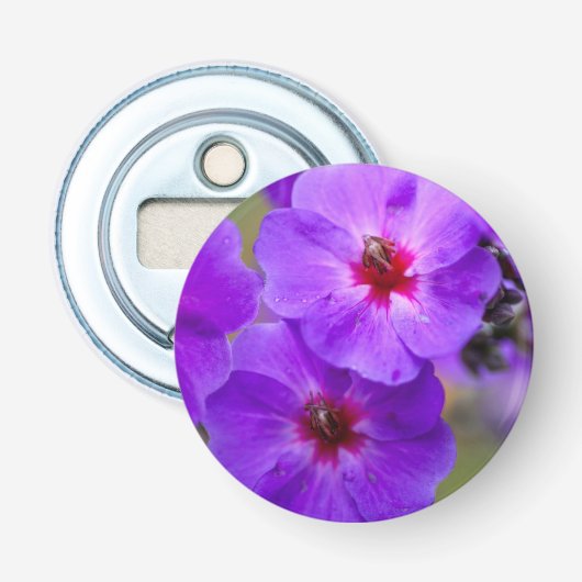 Paarse bloem button flesopener (Voorkant)