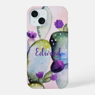 Paarse Bloem Cactus (Nopal) iPhone 15 Case
