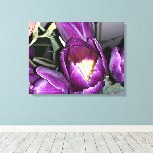 Paarse bloem canvas afdruk (Insitu (Houten vloer))