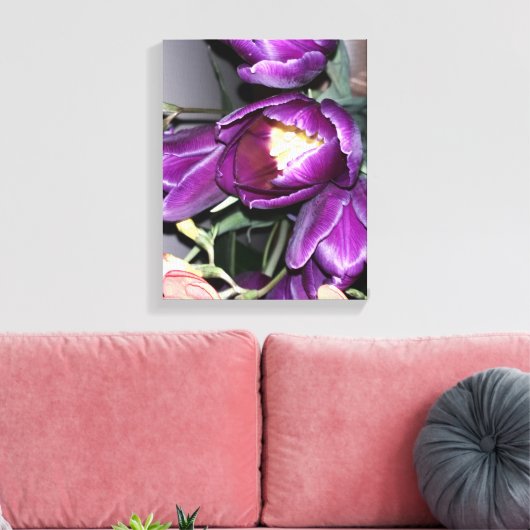 Paarse bloem canvas afdruk (Insitu (Woonkamer))