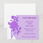 Paarse Bloem Custom Save The Date Kaart (Voorkant / Achterkant)