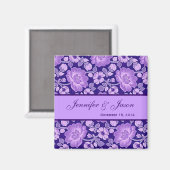 Paarse Bloem Damask Trouwmagneet Magneet (Voorkant / Achterkant)