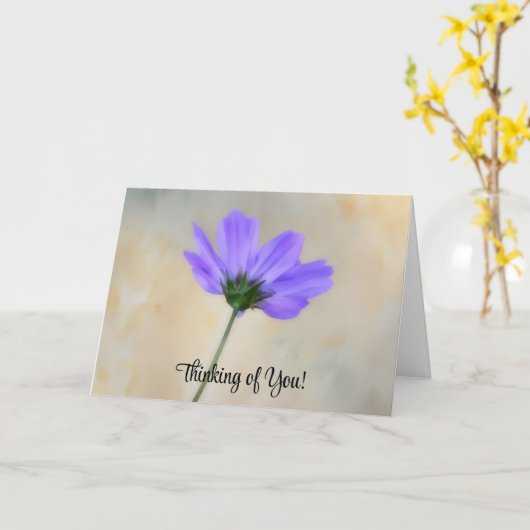 Paarse Bloem Denken Van Je Zorg Kaart (Gele Bloem)