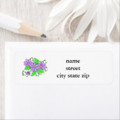 Paarse bloem digitaal met de hand getekend.  etiket (Insitu)