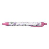 Paarse bloem Ditsy Style Monogrammed Zwarte Inkt Pen (Bodem)
