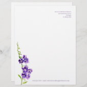 Paarse bloem Duranta waterverf kunst briefhoofd (Voorkant / Achterkant)