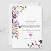 "paarse bloem en bladgoud bedankje" bedankkaart (Achterkant)