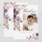 "paarse bloem en bladgoud bedankje" bedankkaart (Voorkant / Achterkant)