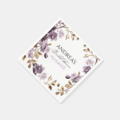 "paarse bloem en bladgoud papier vrijgezellenfeest servet (Hoek)
