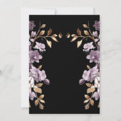 "paarse bloem en bladgoud vrijgezellenfeest" kaart (Achterkant)