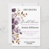 "paarse bloem en bladgoud vrijgezellenfeest" kaart (Voorkant)