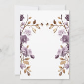 "paarse bloem en bladgoud vrijgezellenfeest" kaart (Achterkant)