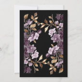 "paarse bloem en bladgoud wieden uitnodiging" kaart (Achterkant)
