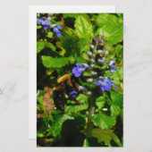 Paarse Bloem en Bumble Bee Briefpapier (Voorkant / Achterkant)