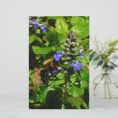 Paarse Bloem en Bumble Bee Briefpapier (Staand voorkant)