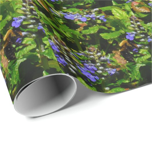 Paarse Bloem en Bumble Bee Cadeaupapier (Rol Hoek)