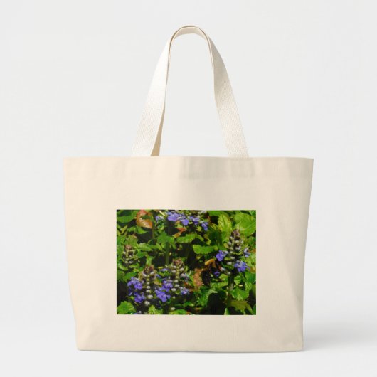 Paarse Bloem en Bumble Bee Grote Tote Bag (Voorkant)