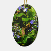 Paarse Bloem en Bumble Bee Keramisch Ornament (Links)