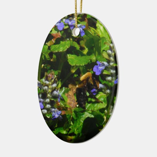 Paarse Bloem en Bumble Bee Keramisch Ornament (Links)