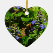 Paarse Bloem en Bumble Bee Keramisch Ornament (Voorkant)