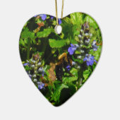 Paarse Bloem en Bumble Bee Keramisch Ornament (Links)