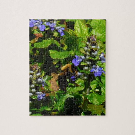 Paarse Bloem en Bumble Bee Legpuzzel (Verticaal)
