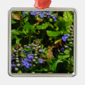 Paarse Bloem en Bumble Bee Metalen Ornament (Voorkant)