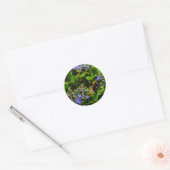Paarse Bloem en Bumble Bee Ronde Sticker (Envelop)