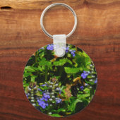 Paarse Bloem en Bumble Bee Sleutelhanger (Voorkant)