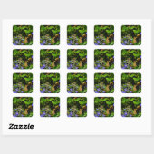 Paarse Bloem en Bumble Bee Vierkante Sticker (Vel)